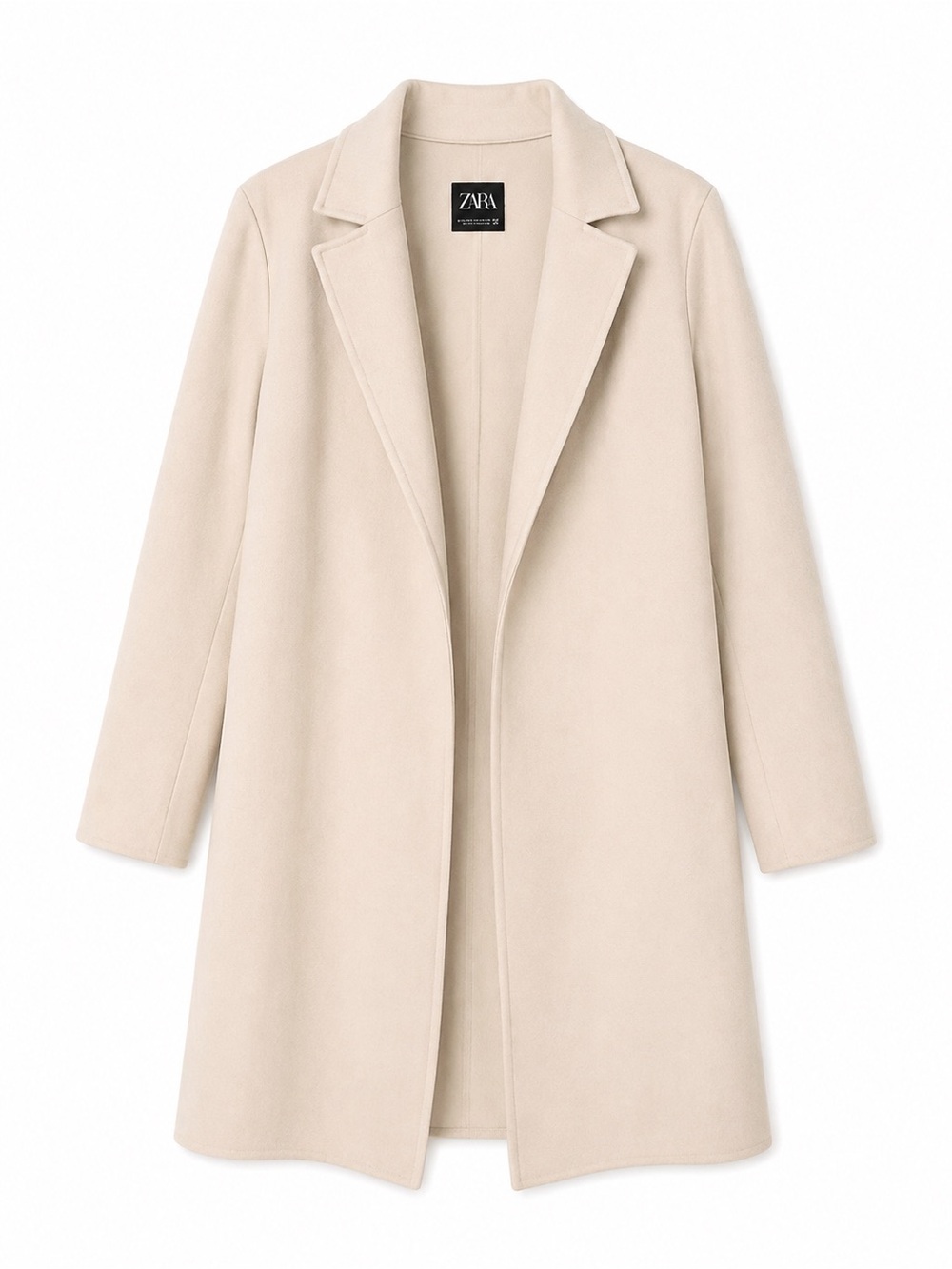 Zara Cream Longline Open-Front Coat | Size Small